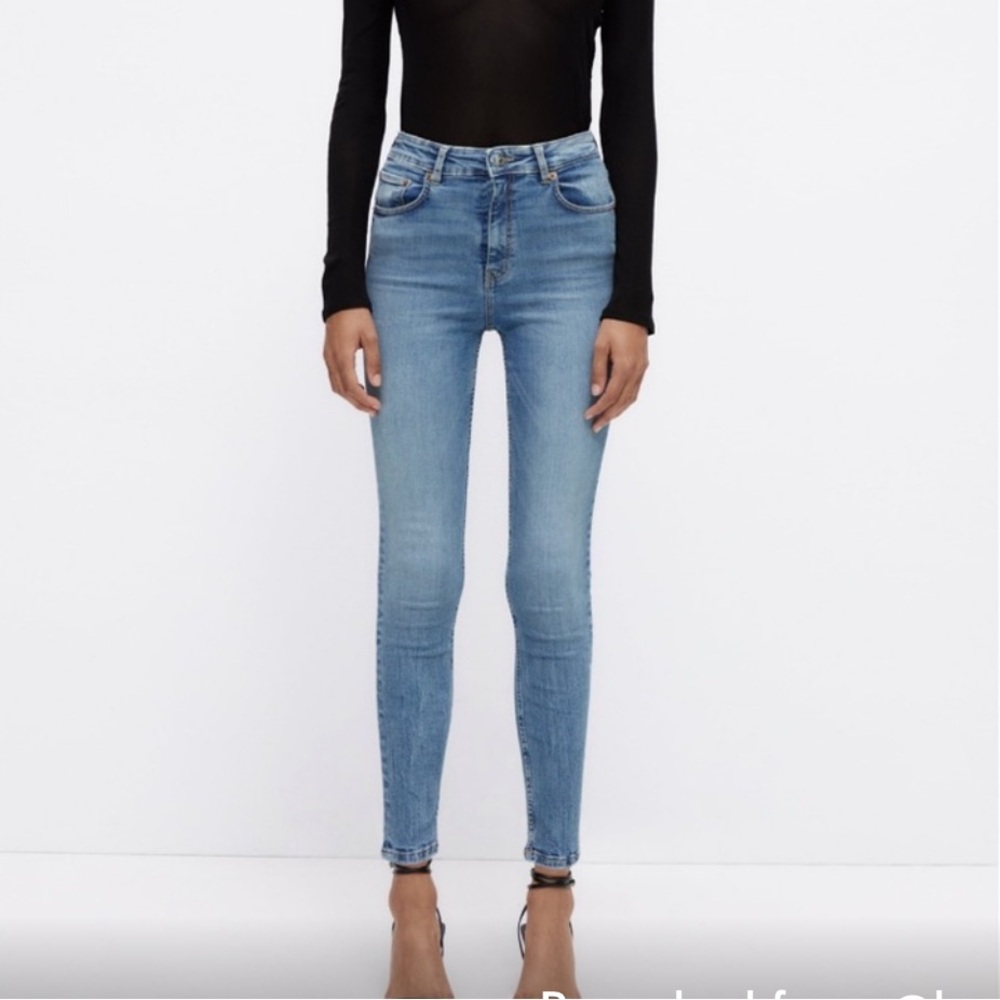 Zara High Rise Skinny Light Blue Denim Jeans